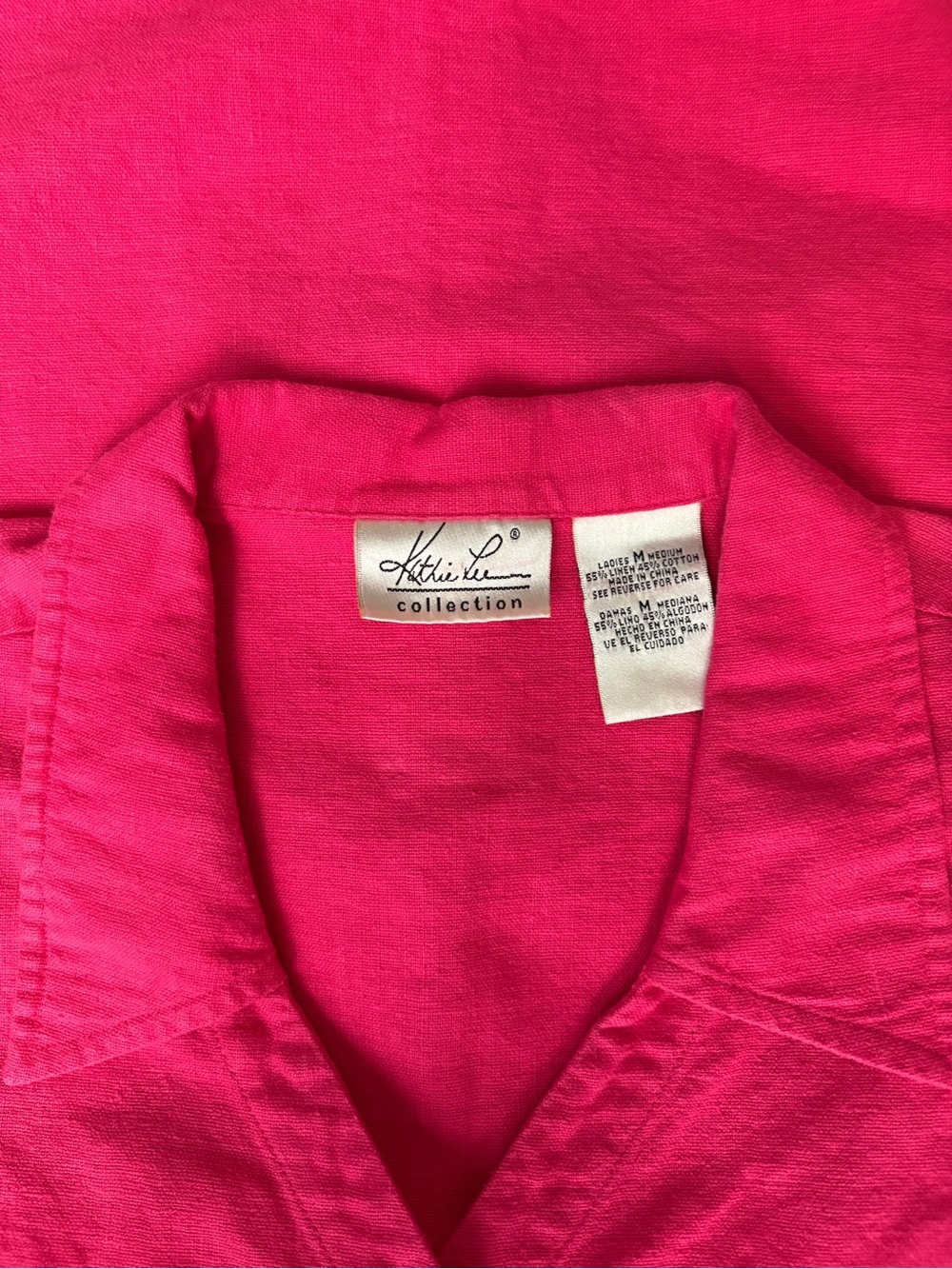 Kathie Lee Sleeveless Button-Front Hot Pink Womens Top -M - Picture 5 of 8